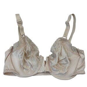 Warner's Shine-On Vintage Lace & Satin Beige Bra 36C #01021